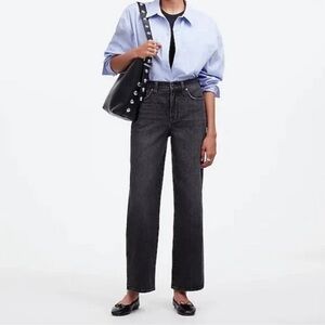 Madewell Women's High Waist The Perfect Vintage Wide Leg Jean Sz 25 Petite Black
